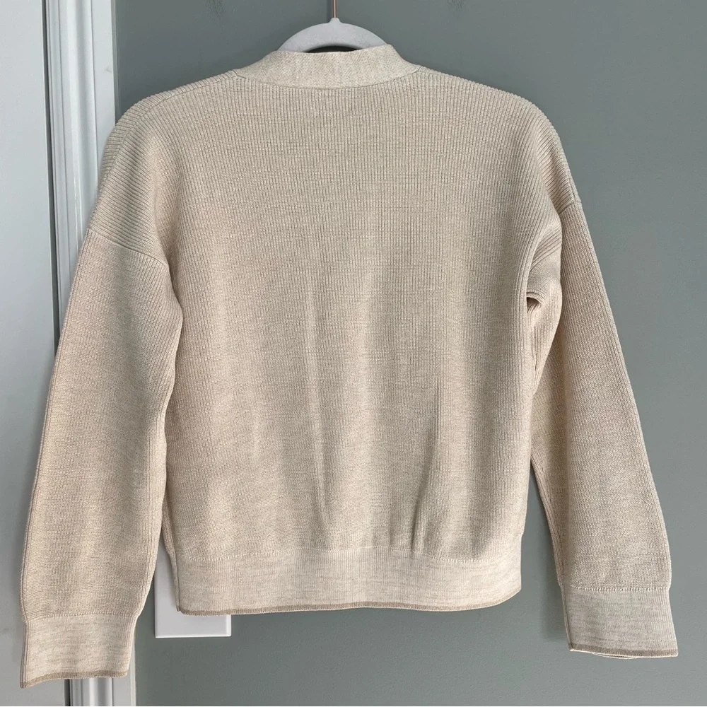 Eleventy Italian Made 100% Cotton Metallic Thread Beige Neutral Knit Cardigan - Picture 10 of 17